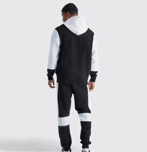 ชุดเสื้อฮู้ดบล็อกสีสำหรับผู้ชาย – เสื้อสเวตเชิ้ตแบบสวมลำลองและกางเกงจ็อกเกอร์ ชุดสตรีทแวร์ 2 ชิ้น - Product Image 3