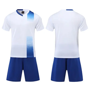 Top Selling <b>Soccer</b> Uniform V-neck Short Sleeve Elastic Waist Front Logo Quick Dry Breathable 100% Polyester - Product Image 2