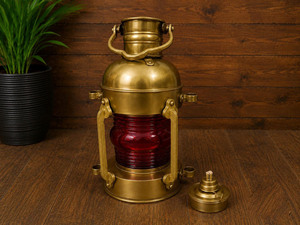 Lanterne Nautique en Laiton ARBAN INDUSTRIES, Lampe à Huile Vintage pour Bateau, Plaqué Or, Lumière Marine, Verre Rouge et Vert pour la Décoration de la Maison et de l'Hôtel - Product Image 1