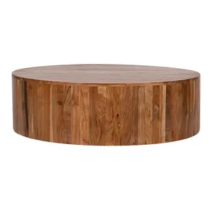 Mesa de Centro Redonda de Madera Maciza para 4 Personas, Mesa de Comedor Rústica Estilo Granja, Muebles para Sala de Estar, Decoración Interior para el Hogar y Hoteles - Product Image 2