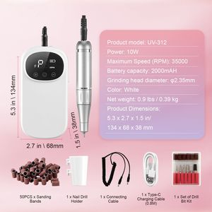 Trapano per Unghie Elettrico Portatile Ricaricabile Senza Fili 35.000 RPM con Display LCD, Lima Elettrica per Unghie, Strumento per Smerigliare Gel Acrilico, 6 Velocità - Product Image 1