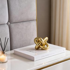 Estatua de Nudo Dorado, Escultura de Tres Nudos, Decoración para el Hogar, Adorno para Mesa de Centro, Sala de Estar, Comedor, Entrada, Estante - Product Image 5