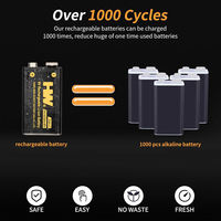 Baterai Isi Ulang USB HW 9V Grosir 4500mWh Paket Baterai Li-ion dengan Kit Kabel Pengisian Daya Tipe-C 2-in-1