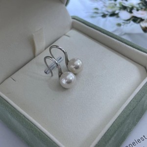 Boucles d'oreilles en argent pur à talon haut, polyvalentes, avec perles d'eau douce de 8 à 9 mm, lumière intense, pour le quotidien, bijoux haut de gamme - Product Image 1