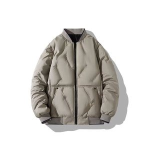 Wholesale Custom Men's Zipper Cotton Puffer <b>Jacket</b> Coat Hot Selling Stand Collar <b>Denim</b> Letter Printing Winter Standard - Product Image 1