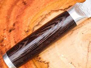 Couteau de chef Black Smith 1987 en acier Damas, 12 pouces, manche en bois de wengé avec embout argenté - Product Image 3