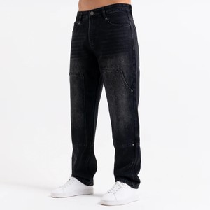 Pantalon pour homme, jean de style hip-hop de haute qualité, denim empilé, effet usé, décontracté pour l'automne - Product Image 1