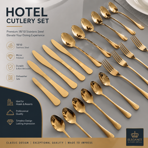 Ensemble de couverts de luxe en acier inoxydable doré, 4 pièces, finition miroir, pour hôtel, restaurant, mariage, vaisselle, logo personnalisé - Product Image 3