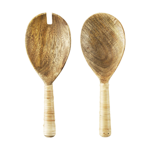 Ensemble de fourchettes et cuillères de service en bois sculpté à la main, design spécial, parfait pour la table, prix de gros, fabriqué au Vietnam. - Product Image 1