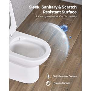 One-Piece Dual-Flush 1.1/1.6 GPF Toilets Comfortable 12-Inch Bathroom Chair Seat Easy-Clean <b>Skirted</b> Design <b>Black</b> White Toilet - Product Image 5