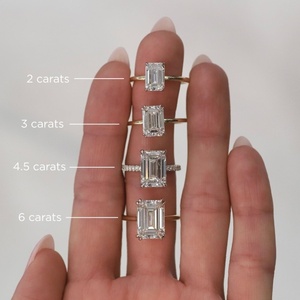 Bague solitaire classique en diamant de laboratoire taille émeraude 3,17 ct, or blanc 18 carats, bague de mariage minimaliste, bijoux fins, fabricant direct - Product Image 3