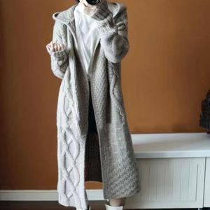 Autumn Winter Women's Casual Embroidered Eco-Friendly Vintage Hooded Knitted <b>Cardigan</b> <b>Coat</b> Large Size Shawl Long Sleeve Medium - Product Image 4