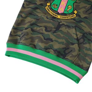 Sudadera de Cuello Redondo Chenille AKA, Diseño Camuflaje Verde, Rosa y Blanco, Letra Bordada, Estilo Casual, Unisex para Mujer - Product Image 3