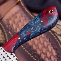 Couteau de chasse et de dépecage artisanal de qualité industrielle Nordic Forge avec lame à râper et manche en résine 8 pouces pour le camping et l'EDC