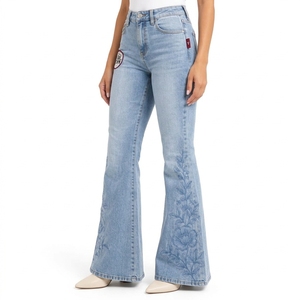 Pantalones Vaqueros de Mezclilla para Mujer, Personalizados, Casuales, de Algodón, con Costuras Resistentes, Cierre de Botón, Ajuste Cómodo, Ropa de Moda OEM - Product Image 3