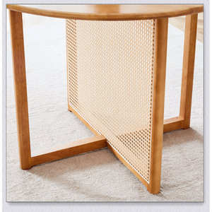 Chinese Countryside Retro Solid Wood Round Dining Table <b>Simple</b> Modern Imitation Rattan <b>Desk</b> for Modern Home Use - Product Image 1