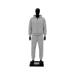 Custom <b>Grey</b> Tracksuit <b>Men</b> Full Zip <b>Hoodie</b> Jogger Pants Set <b>Plain</b> Casual Sportswear Gym Training Streetwear Wholesale Athletic - Product Image 1