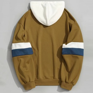 Custom <b>Men</b> <b>Pullover</b> Hoodie White Navy Contrast Hood Stripe Sleeve Color Block Fleece Oversized Streetwear Hoodies Sweatshirt - Product Image 6