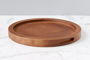 Plateau de service rond en bois classique et durable pour le pain, les gâteaux, les desserts, le fromage, la charcuterie - Product Image 2