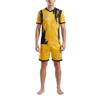 Conjunto de Uniforme de Fútbol Personalizado, Camiseta y Pantalones Cortos de Poliéster Sublimado, Uniforme de Fútbol de Poliéster Interlock