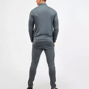 Personalizado peso pesado en blanco cremallera completa gimnasio Jogging pantalones trajes Slim Fit Sweatsuit hombres chándales - Product Image 3
