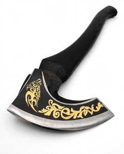 Custom Handmade Hand Axe Camping Hatchet with <b>Etched</b> Scrollwork & Wooden Handle - Product Image 2