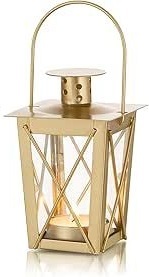 Nouvelle lanterne en métal et verre plaqué or brillant, disponible en grandes et petites tailles, pour la décoration intérieure, extérieure et de jardin. - Product Image 4