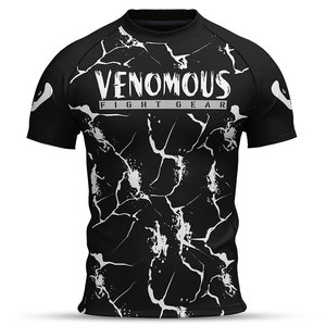 Maillot de compression à manches courtes Black Thunder Rash Guard MMA pour hommes, idéal pour l'entraînement BJJ et les combats - Product Image 2