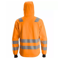 Veste de travail à capuche orange haute visibilité avec bandes réfléchissantes et fermeture éclair sur le devant