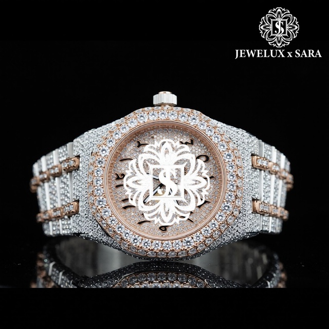 Direct Factory Supply Luxurious Rose Gold Automatic Full VVS Moissanite Diamond Watch Quartz Movement Available for Export Price