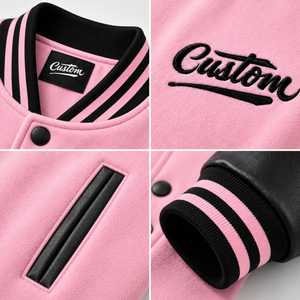 Veste de sport rose personnalisée pour homme, manches en laine/viscose, boutons sur le devant, col rabattu, style décontracté, coupe-vent, chauffante, respirante - Product Image 5
