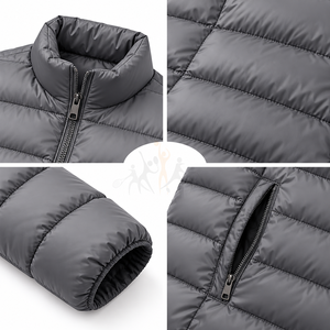 Veste matelassée légère et fine pour homme, col montant, fermeture éclair intégrale, chaude, pour l'hiver, OEM ODM - Product Image 4