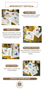 Des dessous-de-verre en lin naturel avec broderie de papillons éclatants ajoute une touche de charme de jardin vivant, parfaits pour les cocktails et les moments de thé. - Product Image 3