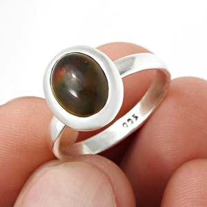 High Quality Natural Oval Cut Natural Black Opal Gemstone <b>Ring</b> Made From 925 Sterling <b>Silver</b> <b>Statement</b> Bohemian <b>Ring</b> Jewelry - Product Image 5