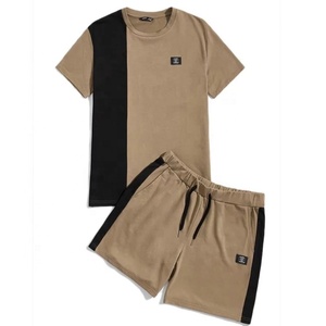 2021 Custom Logo Spring Men's <b>Sweat</b> <b>Set</b> Two-Piece Shirt and Shorts Polyester/Cotton Custom Color - Product Image 1
