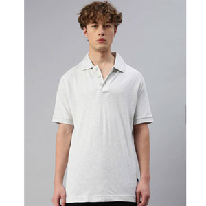Polo homme uni à manches courtes, 100% coton piqué, coupe décontractée, col polo gris - Product Image 2