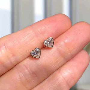 Moissanite Heart Stud <b>Earrings</b> Luxury <b>Fine</b> Jewelry Romantic Everyday Sparkling Gift For Her - Product Image 6