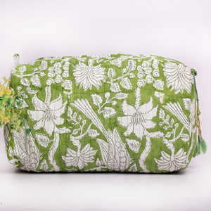 Juego de 3 Bolsas de Maquillaje de Tela, Acolchadas de Algodón, con Estampado de Bloques, Cierre de Cremallera, Regalo para Ella, Bolsas de Cosméticos Hechas a Mano - Product Image 3