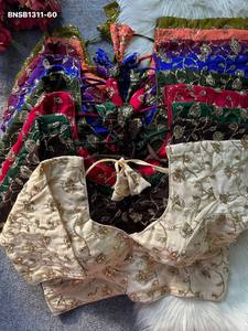 Collection de Blouses Femme en Soie Vichitra Douce pour Tenues Occasionnelles, avec Broderie Florale et Feuillage Faite à la Main, Manches Rembourrées, Fermeture au Dos et Détails Dori - Product Image 4