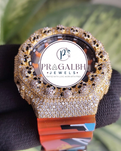 นาฬิกาเพชรแบบ Iced Out สุดหรู สไตล์ฮิปฮอป นาฬิกาควอตซ์แบบอนาล็อกสั่งทำพิเศษ ตัวเรือนทองสแตนเลส - Product Image 5