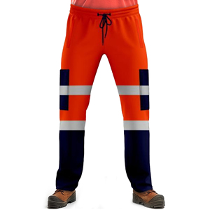 Pantalons de travail de classe 2 à haute visibilité jaunes et bleu marine avec bandes réfléchissantes, design personnalisé pour hommes - Product Image 6