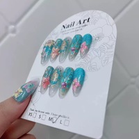 Kuku Akrilik Press-On Desain Bunga 3D, Dasar Pink, Ujung Glitter Perak, Mutiara, Rhinestone, Pita, Panjang Sedang, Dapat Dikustomisasi, Grosir
