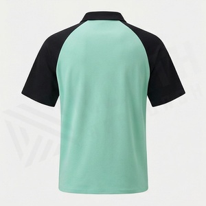 Polo de Manga Corta para Hombre, Diseño Deportivo con Bloques de Color, Tejido de Secado Rápido, Cierre Frontal con Cremallera, Verde Menta y Negro - Product Image 2