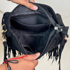 Women's Vintage Bohemian High Quality Hobo Carnival Crossbody Bag With Fringe Hand Tooled Cowhide Leather <b>Sling</b> Shoulder Handbag - Product Image 6