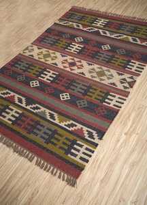 Tapis ethnique tissé à la main en jute et laine, tapis kilim personnalisé pour salon, chambre et bureau - Product Image 3
