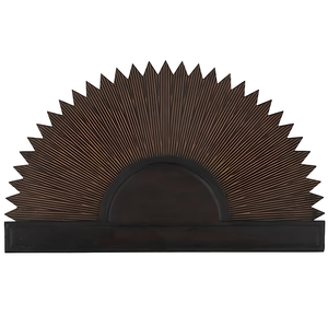 Cabecero de Cama King Size Cal, Pintado a Mano, con Tallado en Madera de Ingeniería, Diseño de Medio Sol Marrón, Decoración de Cama Tallada a Mano - Product Image 2