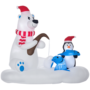 Decorazioni Natalizie Gonfiabili da Esterno da 1,8 m: Orso Polare, Pinguino, Cappello di Babbo Natale, Tavola da Pesca con LED - Addobbi Natalizi da Giardino - Product Image 1
