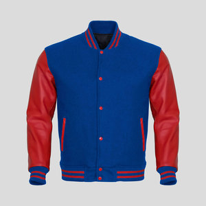 แจ็คเก็ต Letterman แจ็คเก็ตเบสบอลทรงบอมเบอร์สำหรับผู้ชาย แจ็คเก็ต Varsity ทำจากแขนหนังแท้พร้อมตัวเสื้อทำจากผ้าขนสัตว์ - Product Image 3