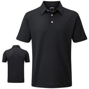 Polo à manches courtes pour homme, noir, 100% coton piqué, respirant, style décontracté, coupe classique, couleur unie, tricoté - Product Image 1