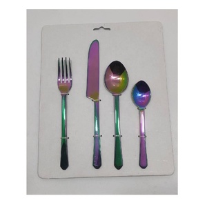Ensemble de couverts traditionnels faits à la main, finition multicolore, polissage miroir, acier inoxydable, couverts de table, articles de cuisine pour la maison - Product Image 2